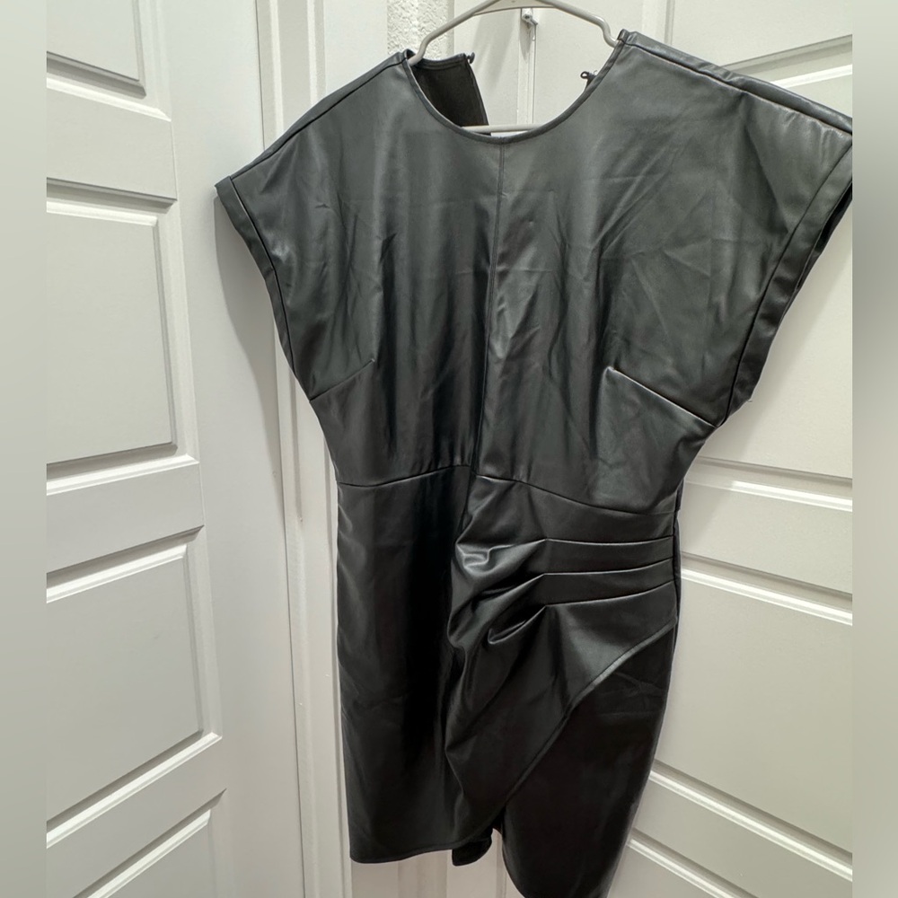 Black faux leather dress